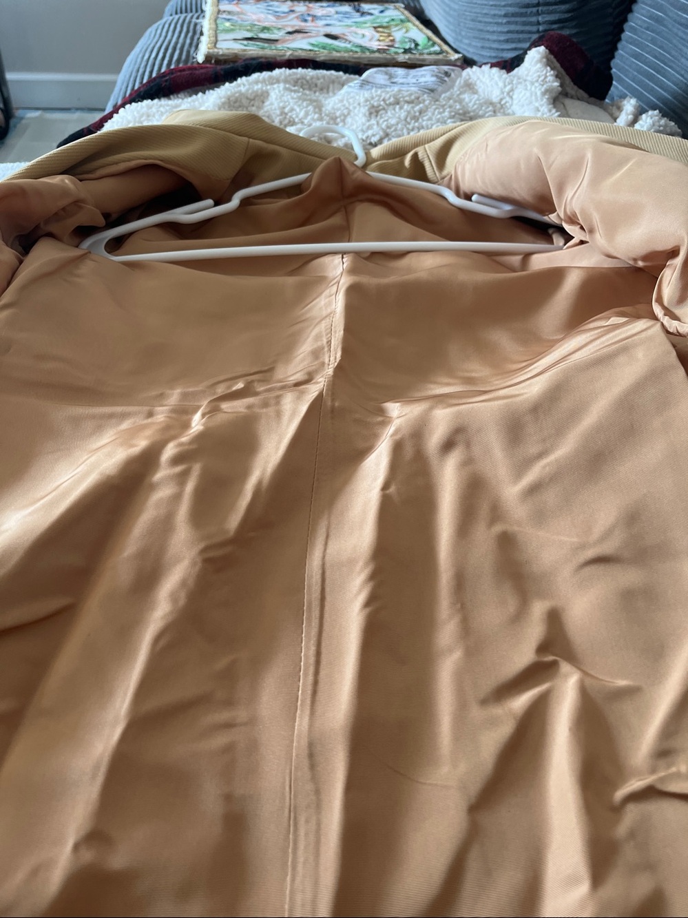 1960’s Mary Jane Classic Women's Tan Double-Breasted Coat - Picture 5 of 9